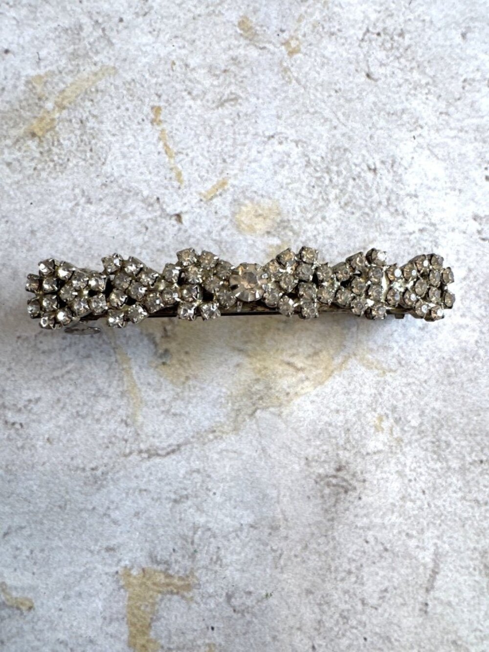 Vintage Rhinestone Hair Barrette Clip Floral Design Bridal Formal